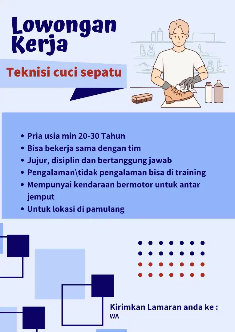 Teknisi cuci sepatu (shoes care)