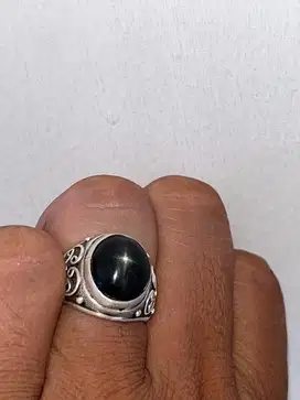 Natural cincin batu akik hitam sterr