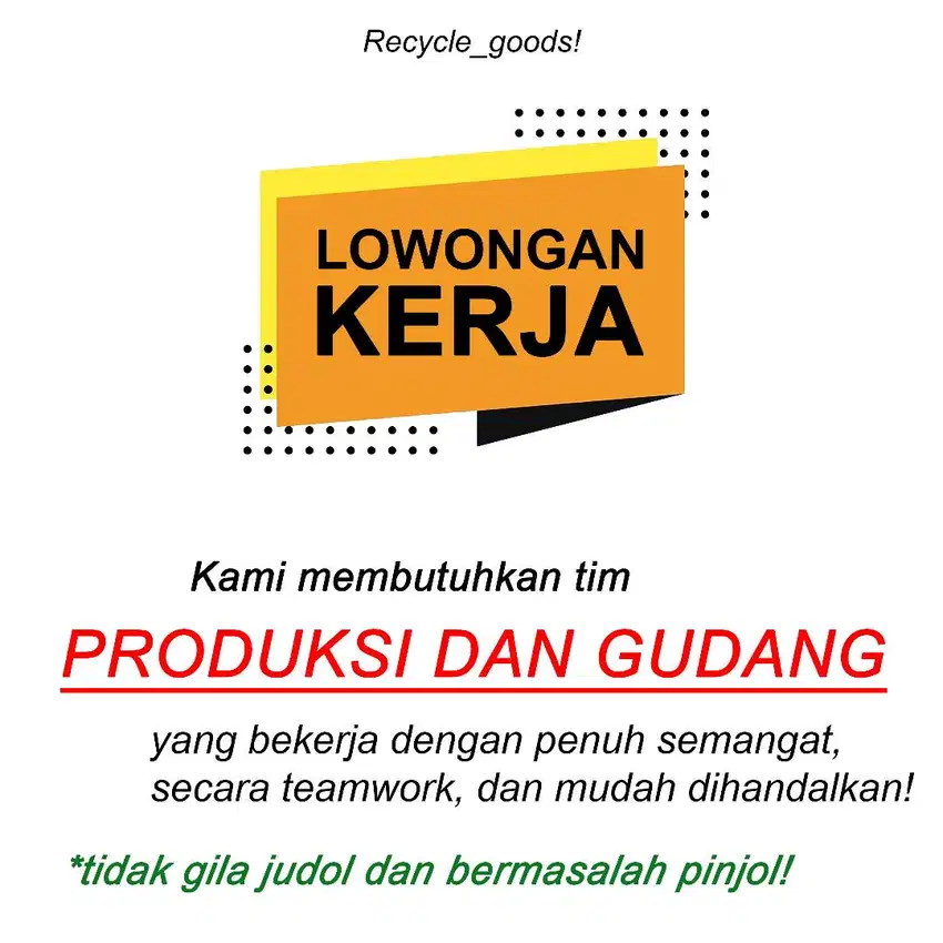 LOWONGAN GUDANG DAN PRODUKSI