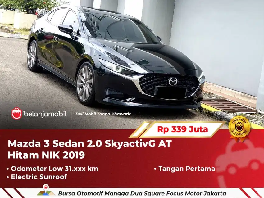 [ LOW KM ] Mazda 3 Mazda3 Sedan 2.0 SkyactivG AT Hitam 2019/2020