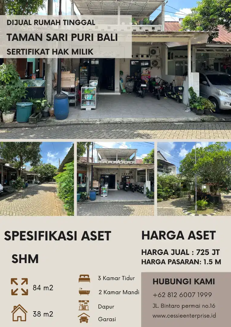 DI JUAL TERMURAH TAMANSARI PURI BALI CLUSTER TABANAN BLOK D5 NO8