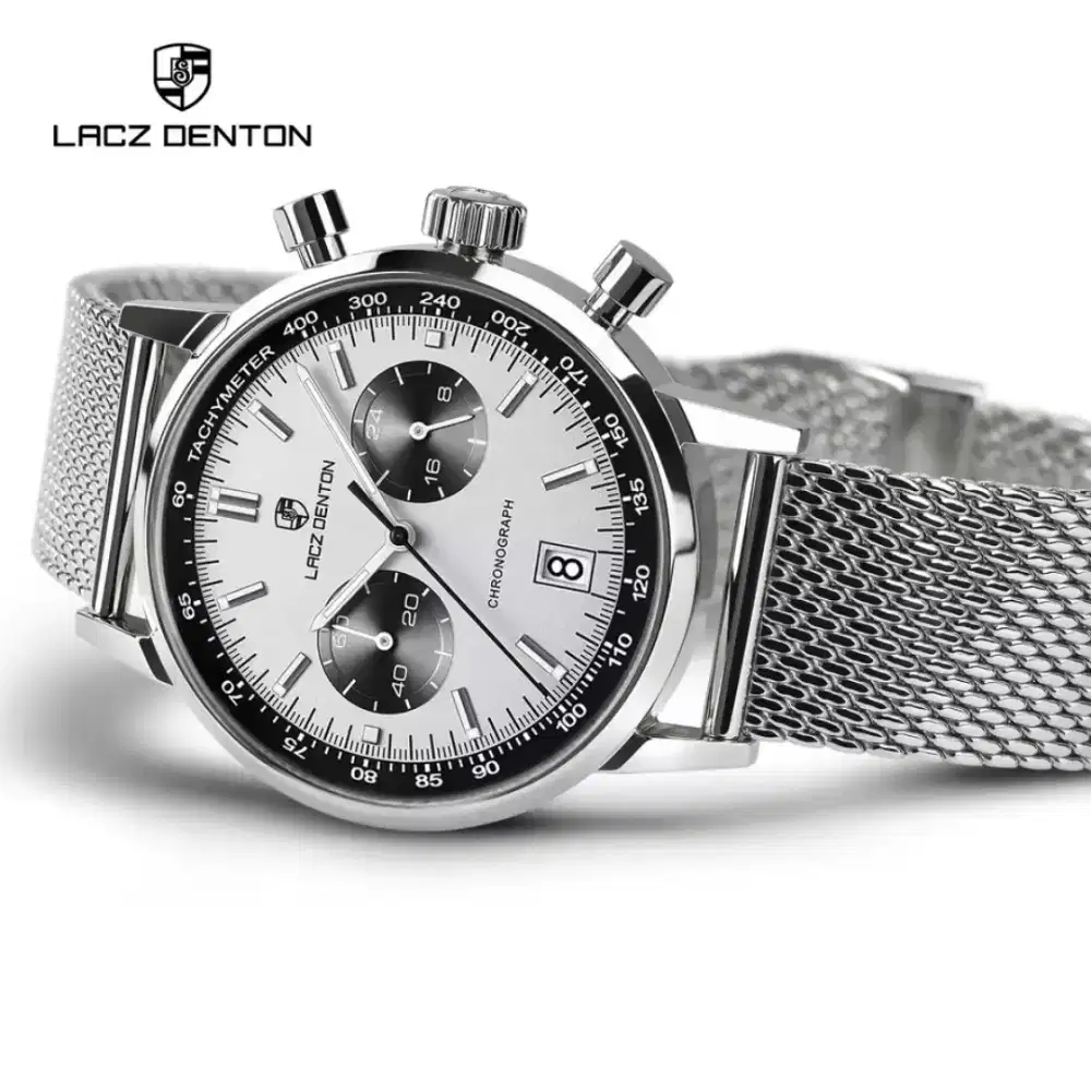 Lacz Denton Chronograph Panda Dial 40mm Original LD1909 Quartz