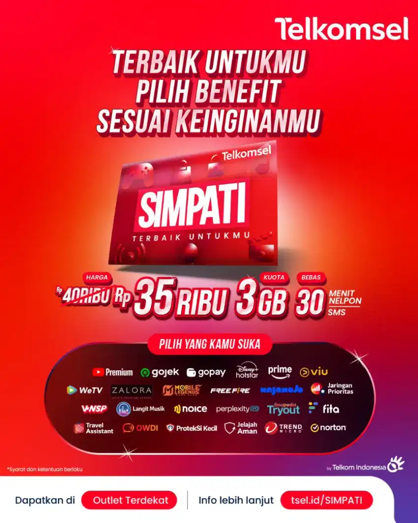 Perdana Telkomsel Simpati 3GB & 5GB