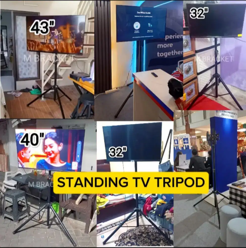 Bracket Standing TV Pameran Nobar Model Tripod Kaki Tiga