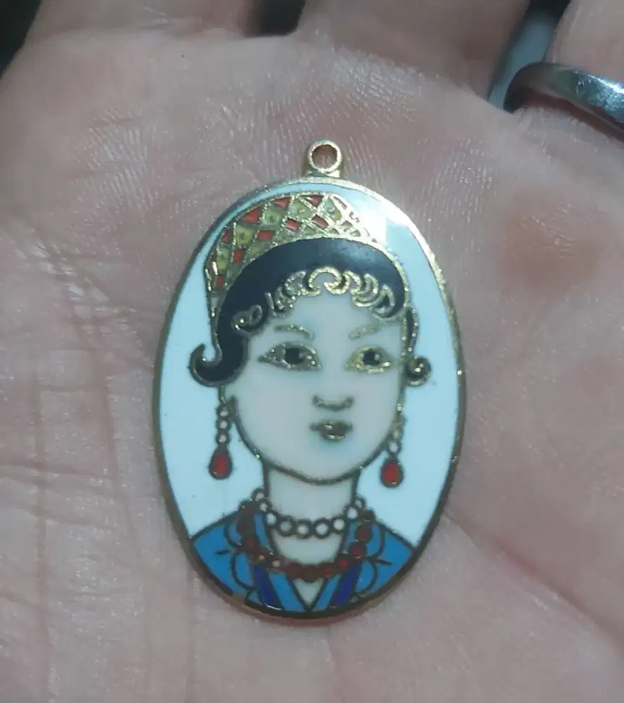 liontin vintage cloisonne enamel oriental