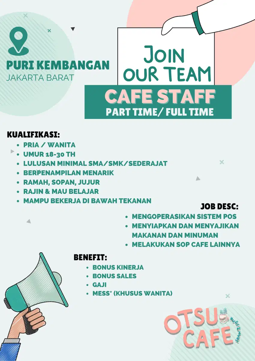 Lowongan kerja  Full-time/ Part-time
