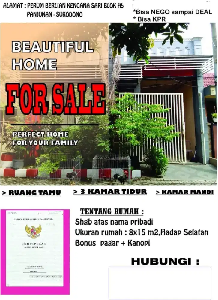 Dijual rumah hunian nyaman dan aman