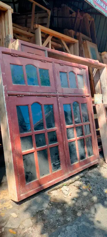 Jendela jati dobel 1set bekas bagus murah 150x148