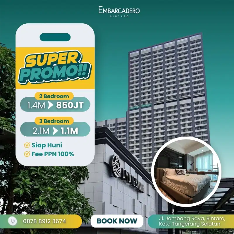 DIJUAL MURAH APARTEMEN EMBARCADERO BINTARO FREE PPN !