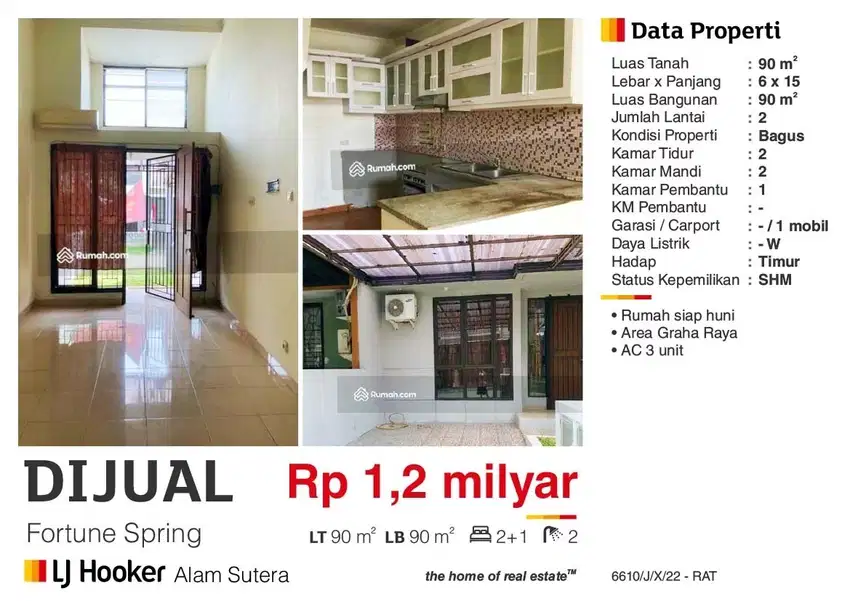 Dijual Rumah Siap Huni 2 Lantai SHM Murah di Graha Raya Tangerang