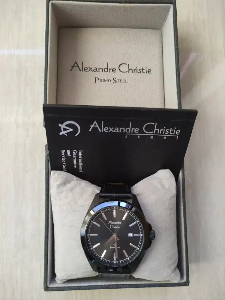 MURAH JAM TANGAN ALEXANDRE CHRISTIE ORIGINAL TALI HITAM KULIT