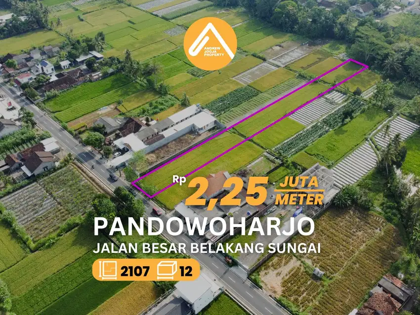 Jual Tanah Pinggir Jalan Pendowoharjo Bagian Belakang Sungai