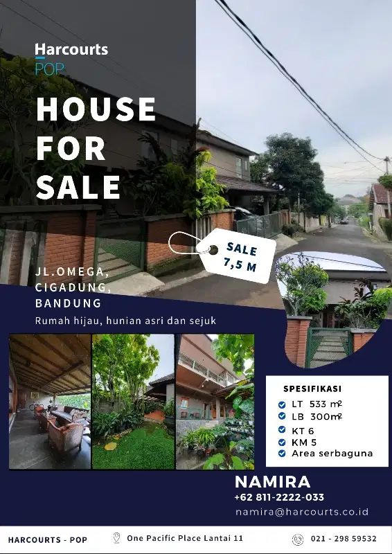 Turun Harga Jual Rumah Asri dan Sejuk di Cigadung Bandung
