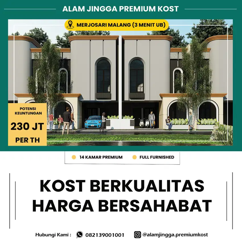 RUMAH KOST DIJUAL 14 KAMAR DEKAT UB, UM, UIN