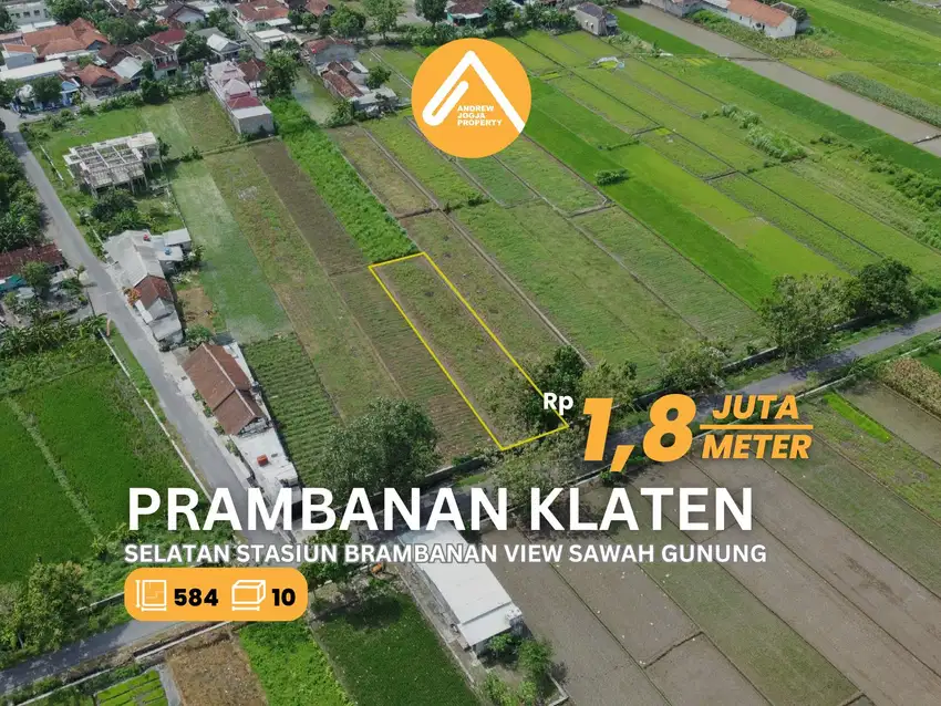 Jual Tanah Sawah Prambanan Selatan Stasiun KA Brambanan