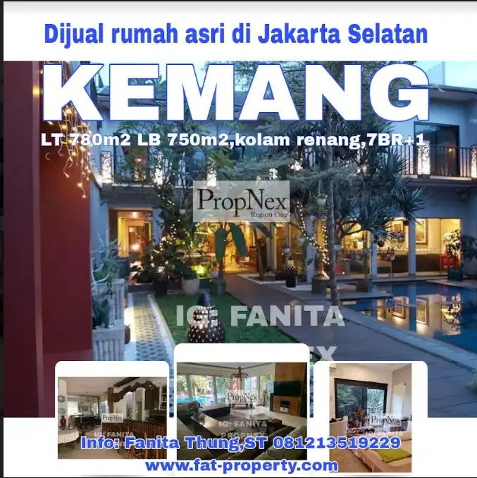 Murah Bgs Dijual rumah mewah asri di Kemang,JakSel LT780m2 LB 750m2