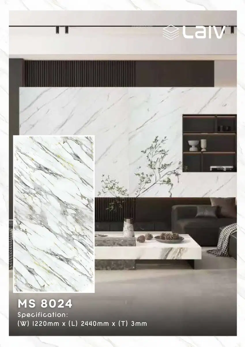 UV Marble Laiv Tebal 3mm Panel Size 1,22m x 2,44m