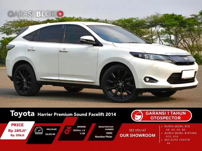 Toyota Harrier 2.0L Premium Sound  Facelift CBU 2014