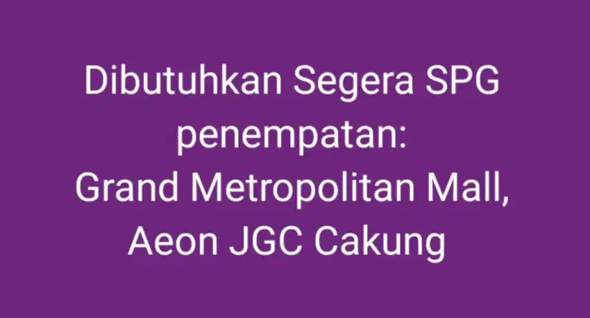 Dibutuhkan SPG fashion