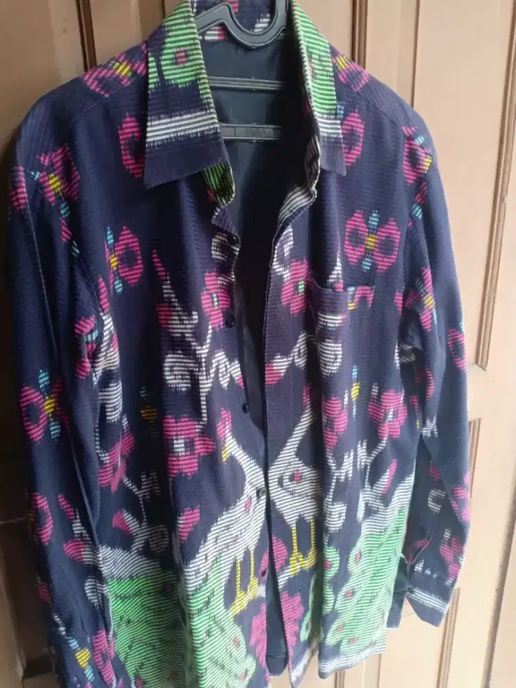 Batik corak daerah, warna ungu motif, size L to XL