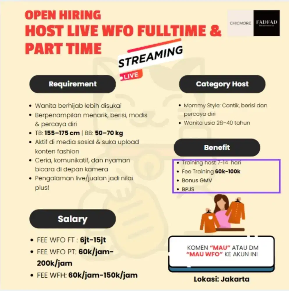 LOKER HOST LIVE PTHIGOOD | E-COMMERCE Fashion TIKTOK