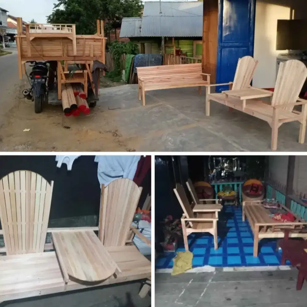 Kursi kayu tangga lipat tirai kree rumbia dan laen2