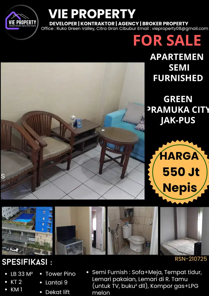 DIJUAL CEPAT APARTEMEN GREEN PRAMUKA CITY