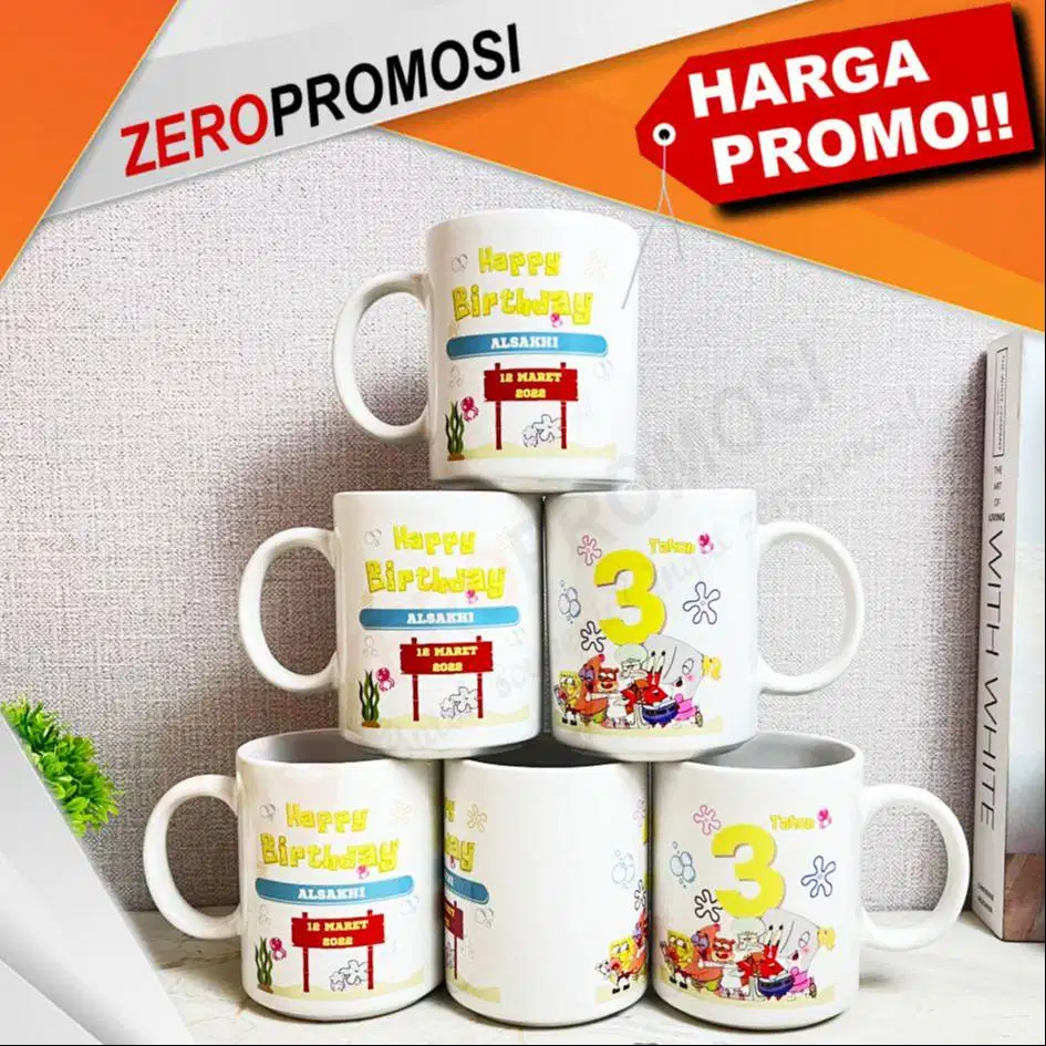 Souvenir Ulang Tahun Anak Mug Custom Nama dan Foto
