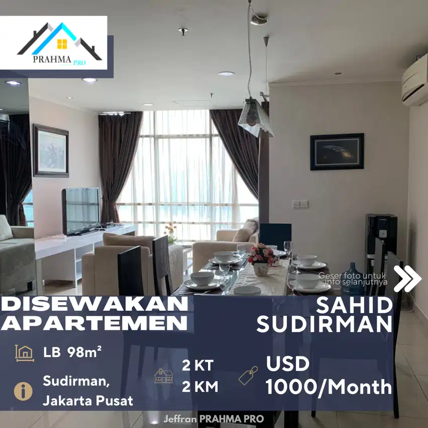 Disewakan Apartemen Sahid Sudirman Residence 2BR Full Furnish City Vie