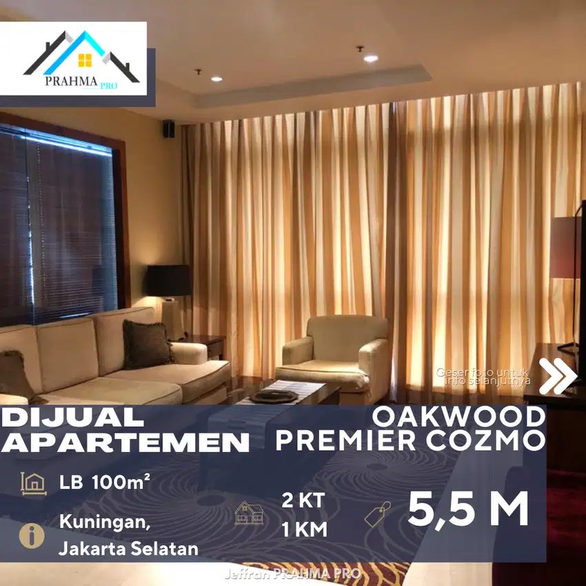 Dijual BU Apartemen Oakwood Premier Cozmo 2BR Full Furnished