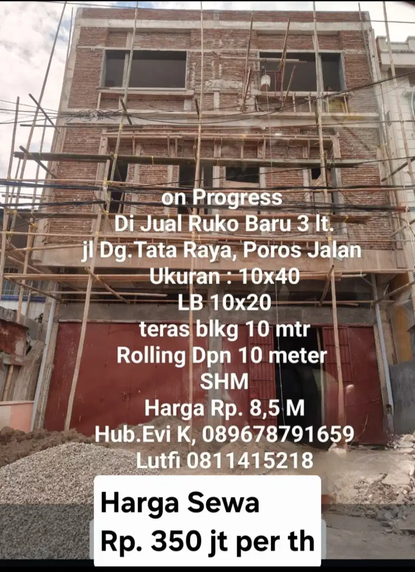 Disewakan Ruko 3 lt di Dg Tata Raya Makassar