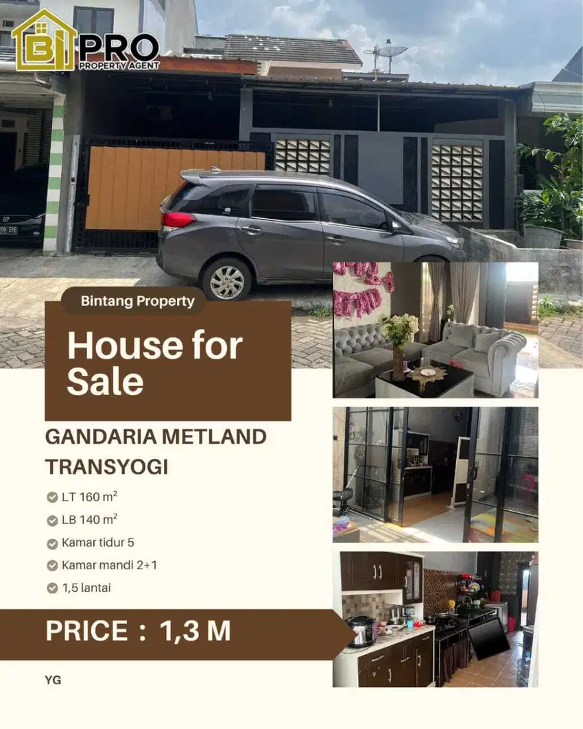DIJUAL RUMAH DI GANDARIA METLAND TRANSYOGI