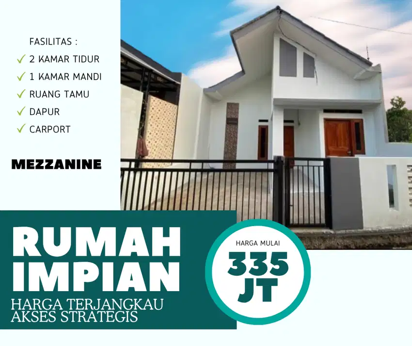 RUMAH CANTIK AKSES STRATEGIS 2 KAMAR HALAMAN LUAS HANYA 325 JUTAAN