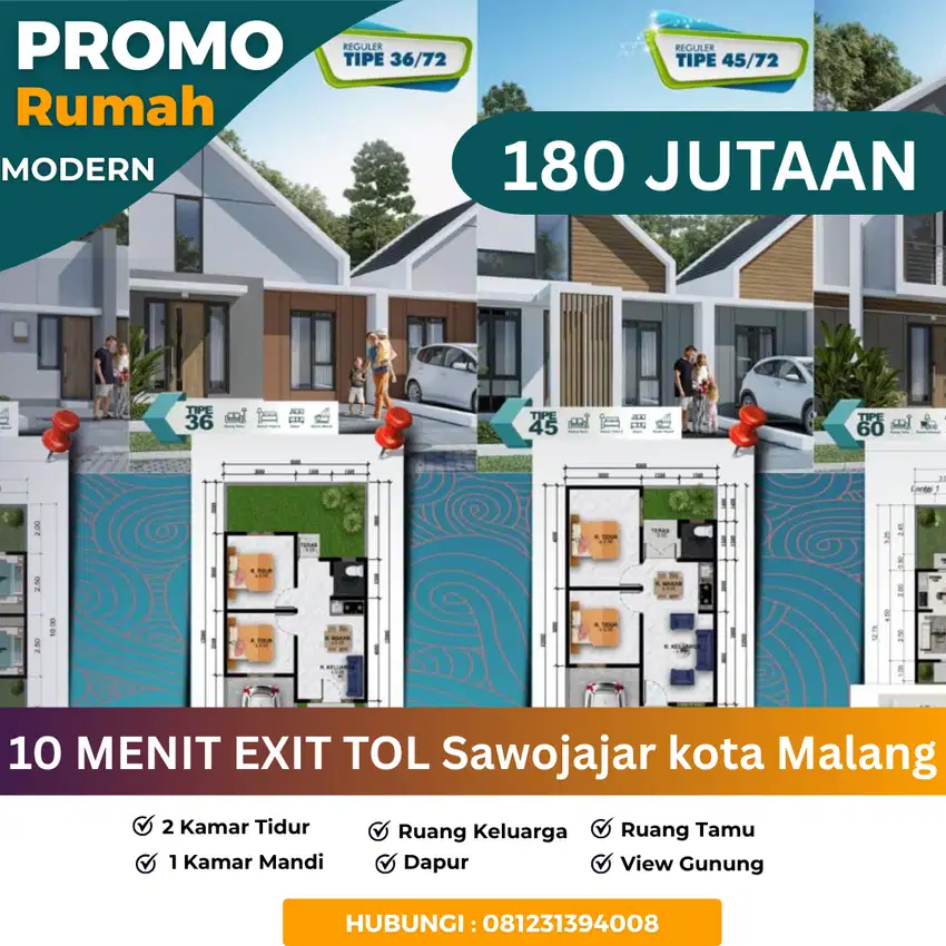 Promo Launching Rumah 10 Menit Pintu Tol Sawojajar  Kota Malang