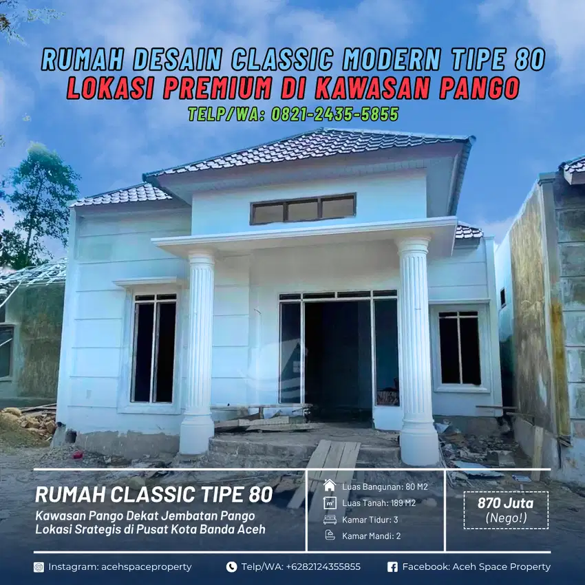 Dijual Rumah Classic di Pango Banda Aceh - Kawasan Premium Pusat Kota!