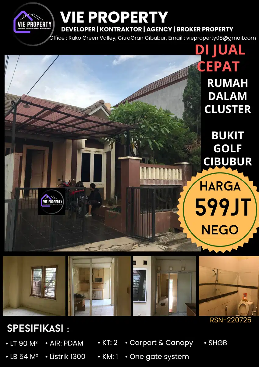 Banting harga! Dijual cepat murah rumah di Bukit Golf Cibubur.