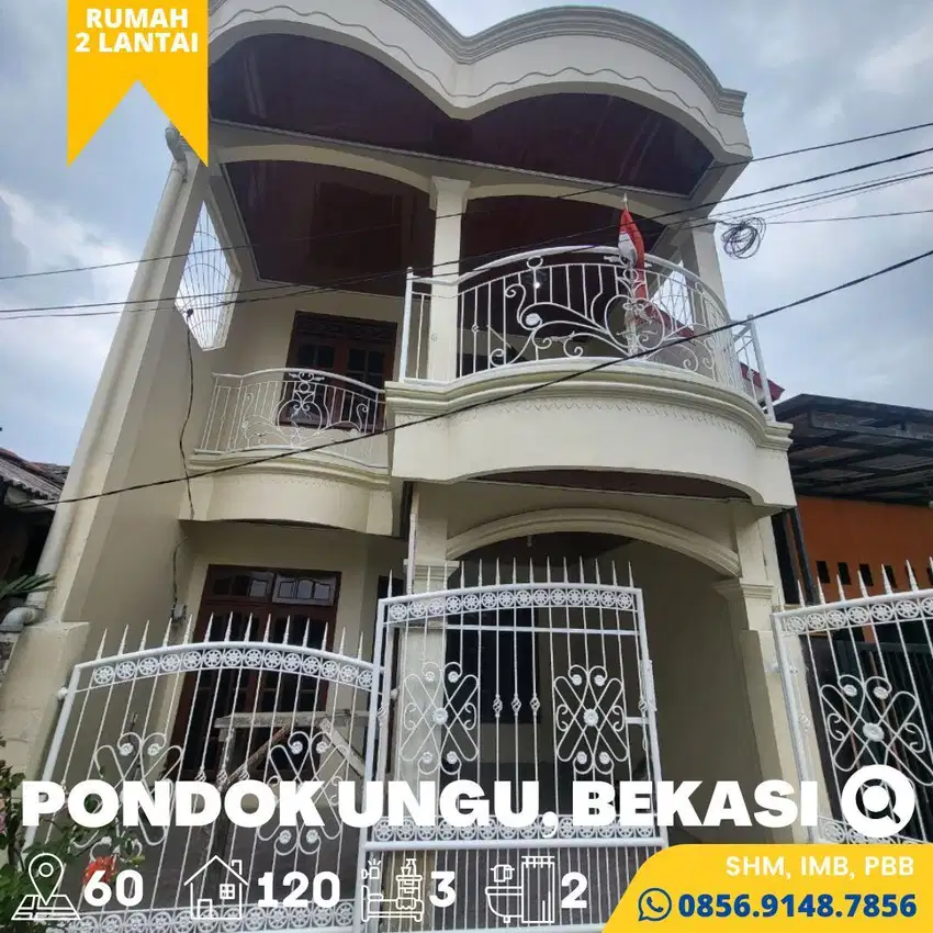 Rumah dijual Murah 2 Lantai Pondok Ungu, Bekasi 10 Menit Harapan Indah