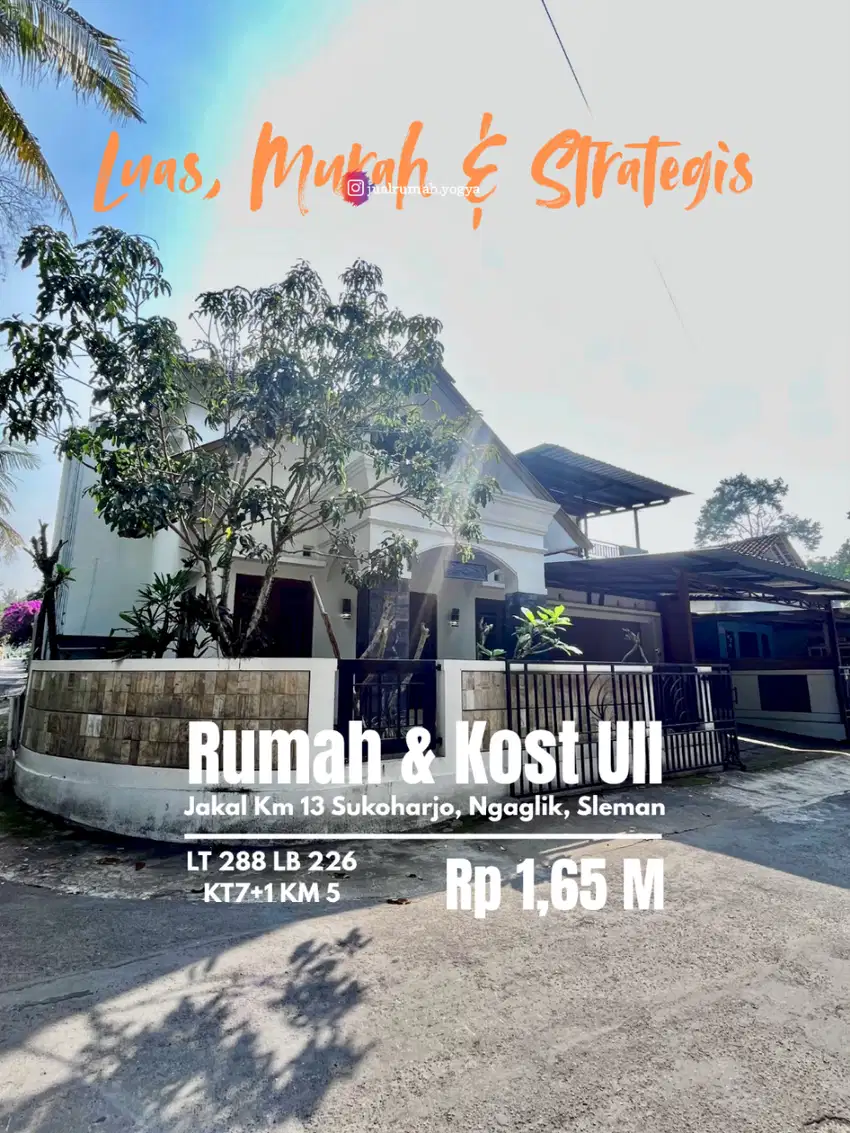 Rumah induk dan kost dekat UII jakal km 13 Sukoharjo