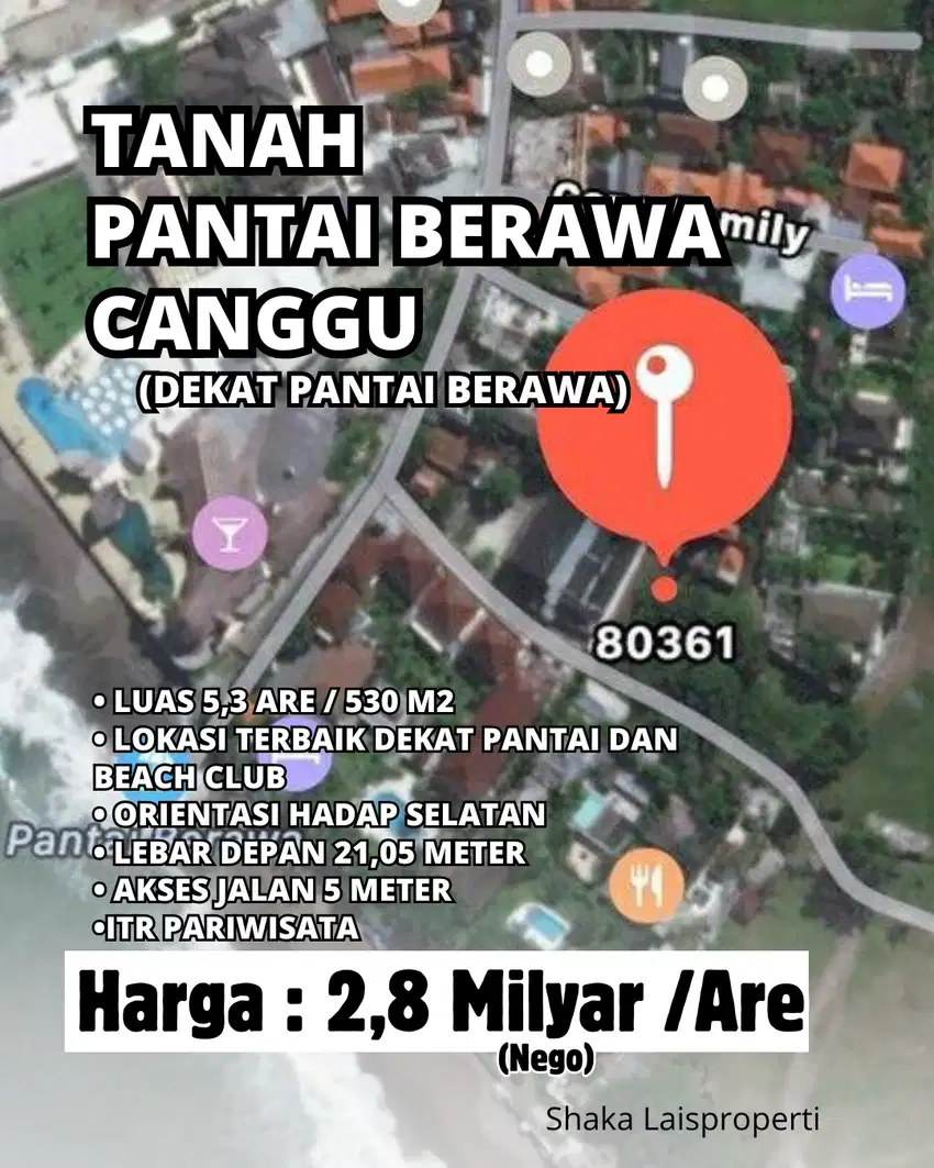 Di Jual Tanah Dekat Beach Club Pantai Berawa Canggu