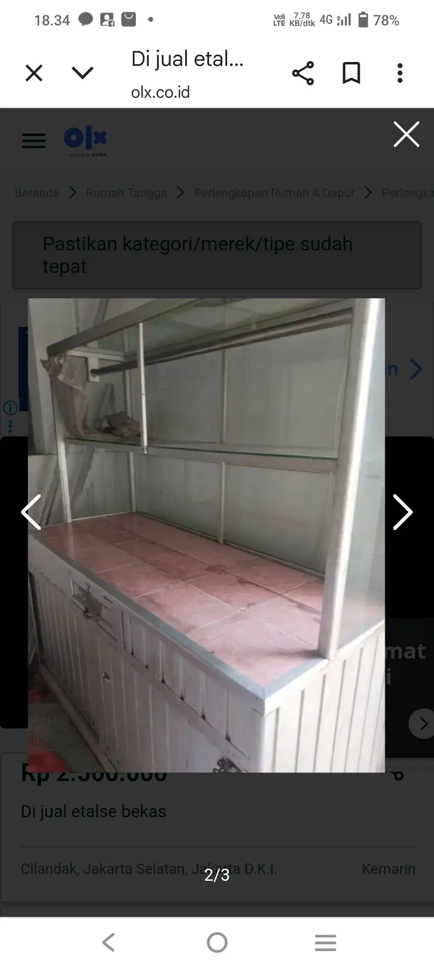 Di jual etalase bekas warung nasi