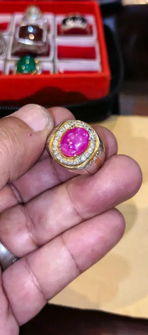 Ruby burma ring perak
