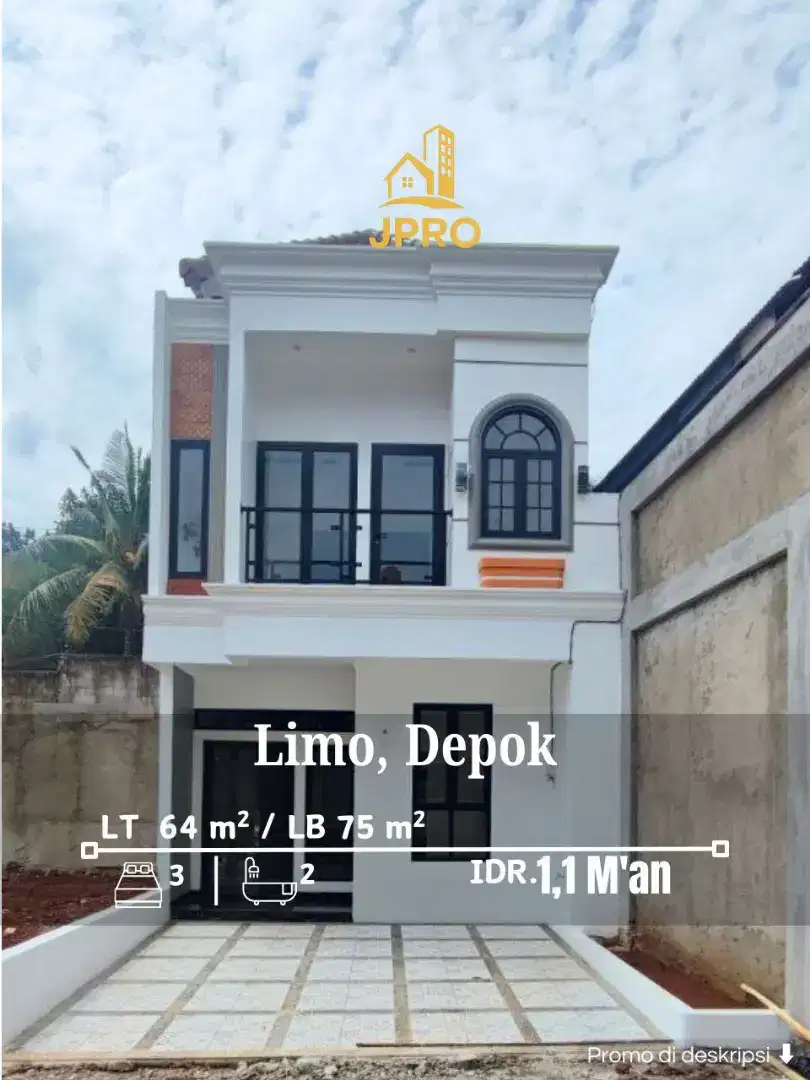 Rumah 2 Lantai Siap Huni di Limo, Depok – Desain Modern Elegan! hbb