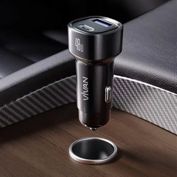 VIVAN VCC07  car charger dual port (USB-A dan USB-C)