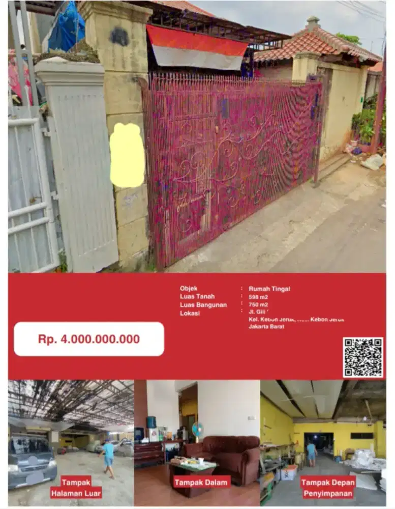 Dijual Rumah Usaha Jalan Gili Kebon Jeruk