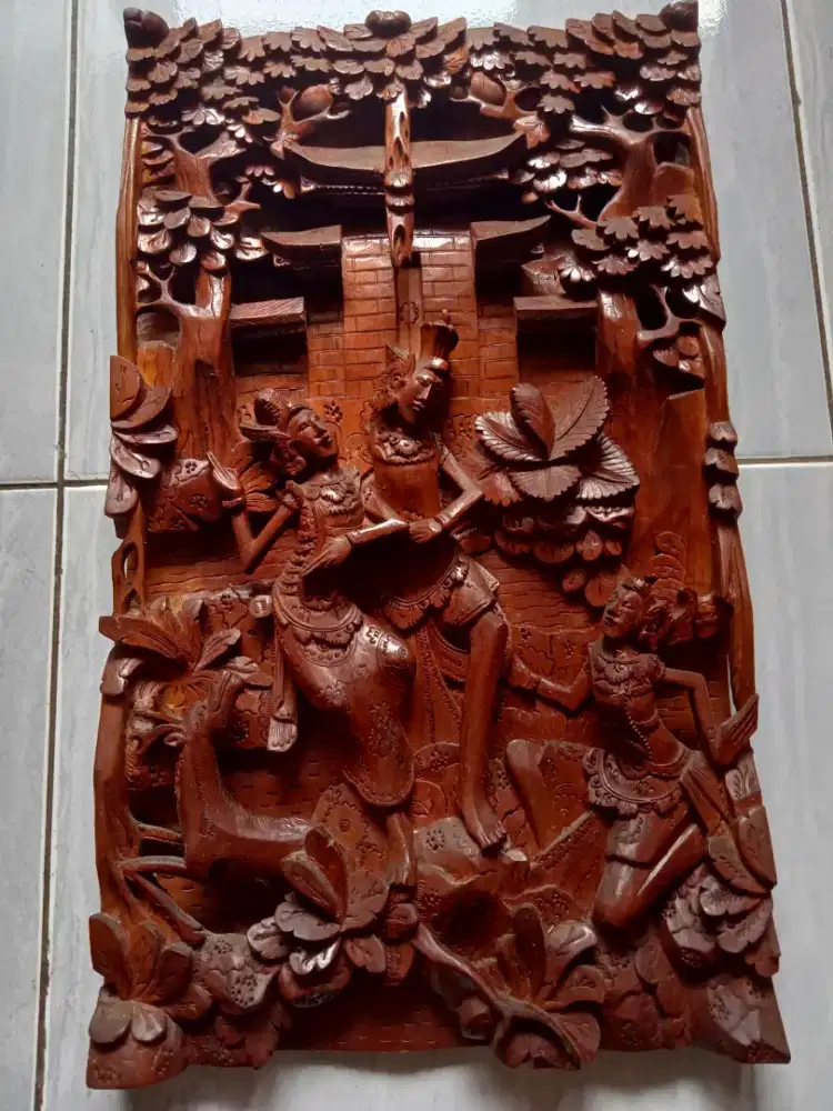 PANDIL LUKISAN UKIR KAYU BALI 3D RAMA SHINTA Thn 1999