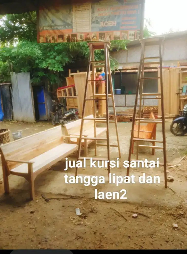 Tangga kayu tirai kree rumbia dan laen2