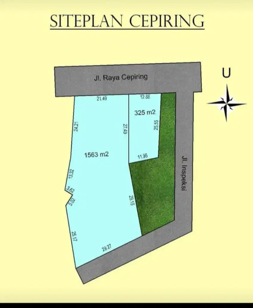 Tanah premium nempel jalan Ry Pantura Cepiring 1888m² hanya 1,7jt/m²