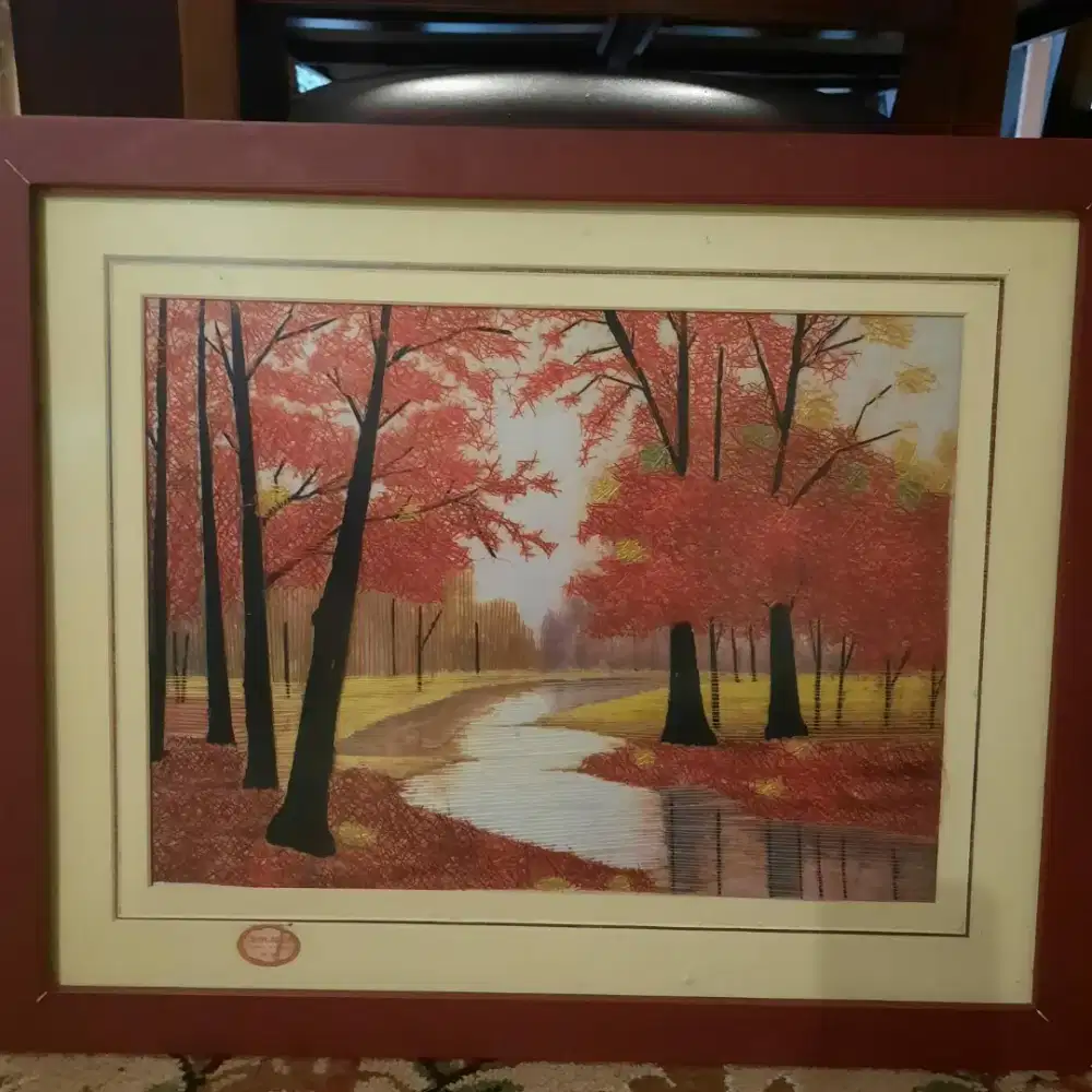 Lukisan pelukis china frame kaca