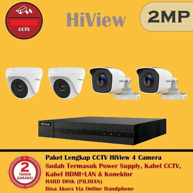 Paket CCTV 4ch 4Camera sudah termasuk Pasang all in one