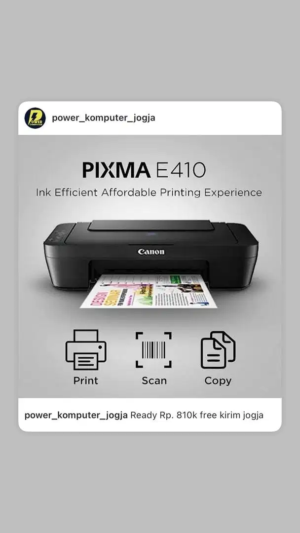 Printer Pixma E410 New Ready Rp. 810k free kirim jogja